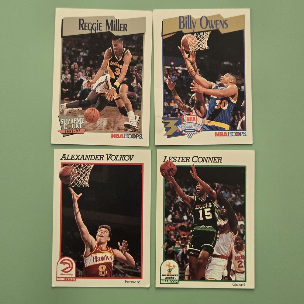 1991 NBA Hoops Lot of 4 Reggie Miller Supreme Court Billy Owens Volkov Conner